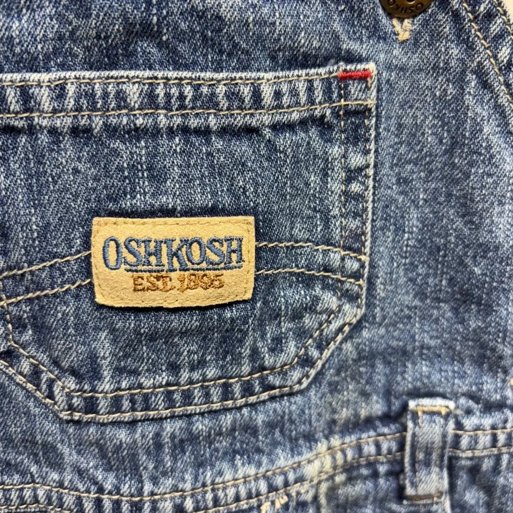 OshKosh B'gosh Baby Denim Overalls Plaid Lining Size L 6/9 Months